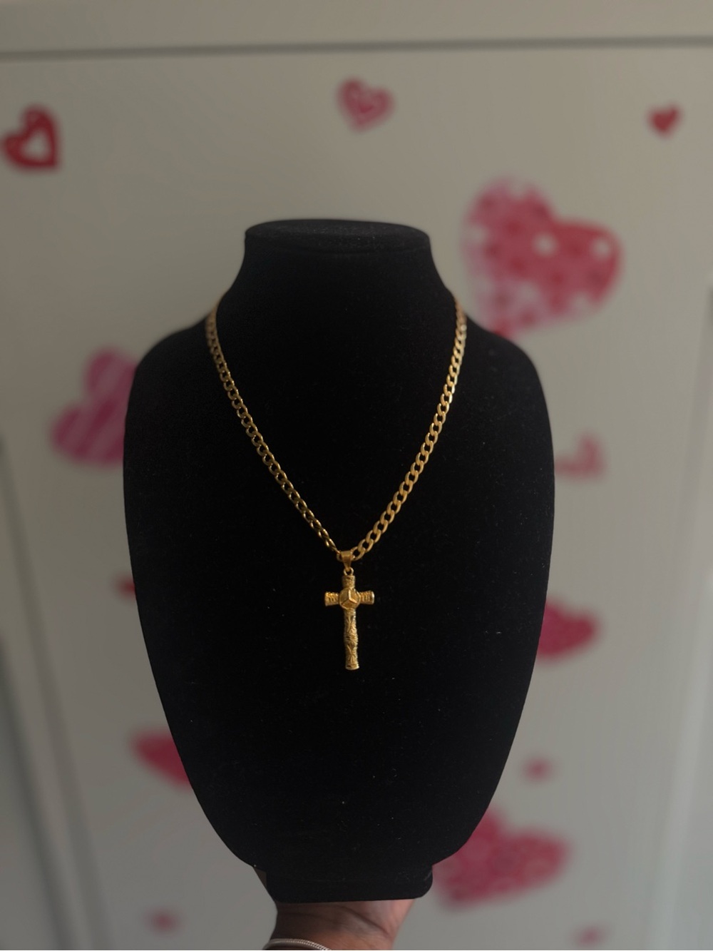 Men's Gold Cross Pendant Necklace - Classic Link Chain